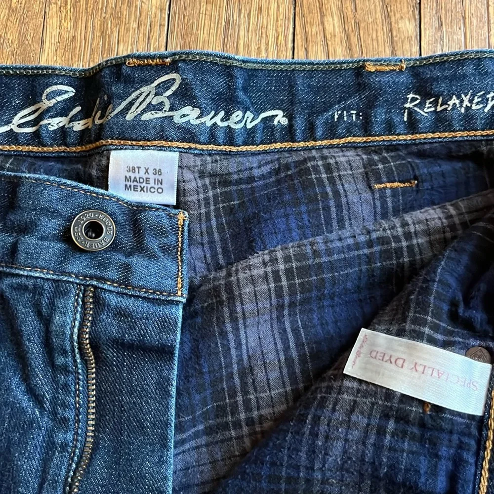 Eddie Bauer jeans flannel lined straight leg 38 x 36 tall - Picture 5 of 14